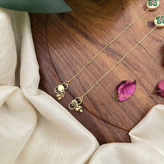 Vriksham Unique Green Floral Stone Pendant Anklets-J3962