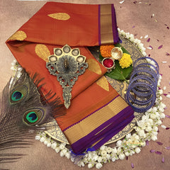 Orange Korvai Pure Silk Saree - VS3979