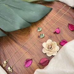 Vriksham Unique Green Floral Stone Pendant Anklets-J3962