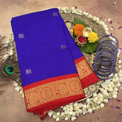 Purple with Red Border Pure Silk Saree - VS3981