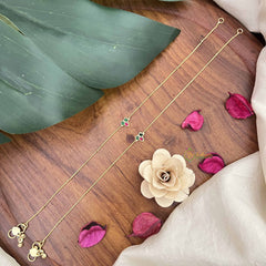 Vriksham Elegant Trio Stone Pendant Anklets -3 Stone Red Green-J3972