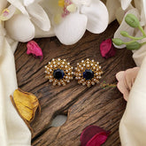 Vriksham AD Stone Floral Studs-Blue-G16640