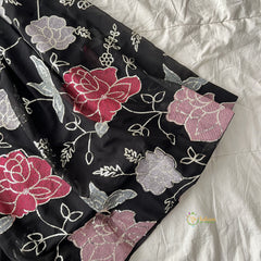 Black & Peach Colour Embroidered Girls Lehenga Set -VS3774