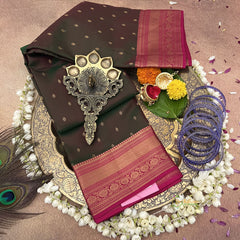 Double Shaded Green Korvai Pure Silk Saree - VS3972