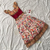 White & Maroon Indian Traditional Girls Lehenga Set-VS3767