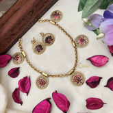 Vriksham Designer Magenta Lotus Cham With Magenta Leaf Neckpiece-G20384