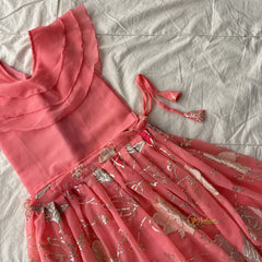 Peach Colour Embroidered Girls Lehenga Set -VS3773