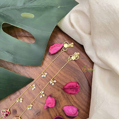 Vriksham Precious Jadau Kundan Pendant Anklets-Red-Tilak-Pearls-J3976