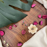 Vriksham Premium Stone Pendant Anklets-Red Green-J3968