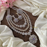 Vriksham Bridal Layered American Diamond Haram-Purple-White Tone-G16877