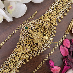 Vriksham Gold Look Alike AD Stone Lakshmi Floral Hip Chain-Gold Bead-G17645