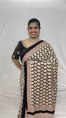 Vriksham Black Designer Ajrakh Modal Silk Saree-VS4446