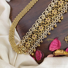 Vriksham Gold Look Alike AD Stone Lakshmi Floral Hip Chain-Gold Bead-G17645