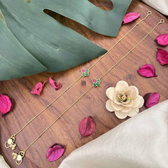 Vriksham Leaf Style Jadau Kundan Anklets-Red Green-J3981