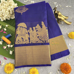 Bridal Navy Blue Pure Silk Saree - VS3996