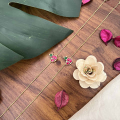 Vriksham Precious Bird Red Green Stone Pendant Anklets-J3963