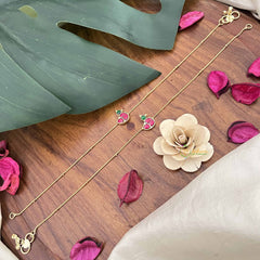 Vriksham Precious Bird Red Green Stone Pendant Anklets-J3963