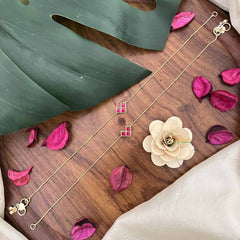 Vriksham Precious Designer Jadau Kundan Anklets-Red-J3970