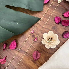 Vriksham Precious Designer Jadau Kundan Anklets-Red-J3970