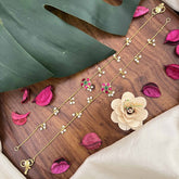 Vriksham Sun Floral Jadau Kundan Anklets-Red Green-Pearls-J3980