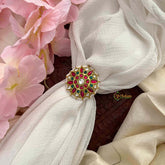 Vriksham Vedic Circular Ruby & Emerald Kemp Kundan Jadau With Seed Pearl Detailing Finger Ring-J4198