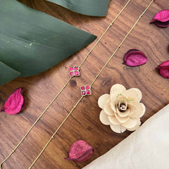 Vriksham Classic Precious Jadau Kundan Anklets-Pink-J3979