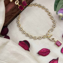 Vriksham Elegant Floral Sparkling Elephant With Red Stone Neckpiece-G20423