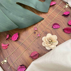 Vriksham Classic Precious Jadau Kundan Anklets-Pink-J3979