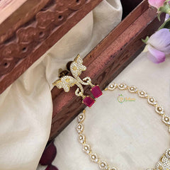 Vriksham Elegant Floral Sparkling Elephant With Red Stone Neckpiece-G20423