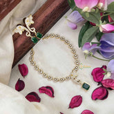 Vriksham Elegant Floral Sparkling Elephant With Green Stone Neckpiece-G20422