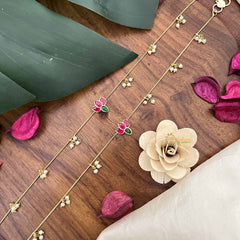 Vriksham Precious Jadau Kundan Anklets -Lotus With Pearl-J3971