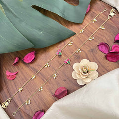 Vriksham Precious Jadau Kundan Anklets -Lotus With Pearl-J3971