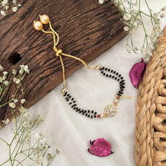 Vriksham AD Stone Double Floral Mangalsutra Bracelet-Red-G18781