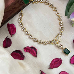 Vriksham Elegant Floral Sparkling Elephant With Green Stone Neckpiece-G20422