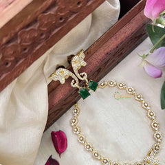Vriksham Elegant Floral Sparkling Elephant With Green Stone Neckpiece-G20422