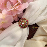 Vriksham Antique Gold Sunburst Floral Kemp Stones Kundan Jadau Finger Ring-J4203