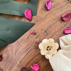 Vriksham Precious Jadau Kundan Anklets -Floral-Red Green-J3978