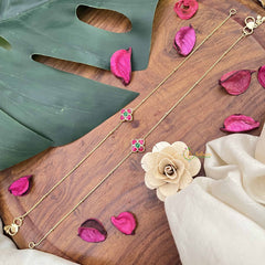 Vriksham Precious Jadau Kundan Anklets -Floral-Red Green-J3978