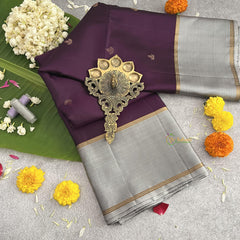 Vriksham Royal Eggplant Color Kanchi Pure Soft Silk Saree -VS4861