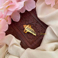 Vriksham Traditional Teardrop Kemp Finger Ring-Red Green & White-G21771