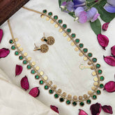 Vriksham Traditional Lakshmi Coin With Green Stone Detailing Design Long Neckpiece-G20418