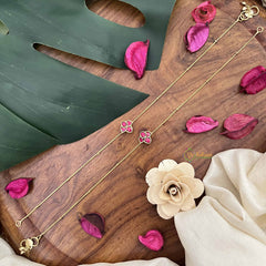 Vriksham Leaf Style Jadau Kundan Anklets-Red-J3982