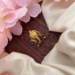 Vriksham Antique Gold Gajmukh Vanki Style Gold Kemp Finger Ringe-Blue-G21777