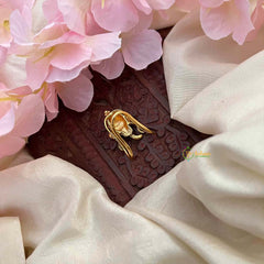 Vriksham Antique Gold Gajmukh Vanki Style Gold Kemp Finger Ringe-Blue-G21777