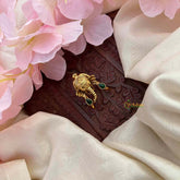 Vriksham Antique Gold Gajmukh Vanki Style Gold Kemp Finger Ringe-Green-G21779