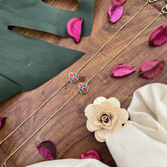 Vriksham Precious Jadau Kundan Pendant Anklets-Pink Green-Tilak-J3975