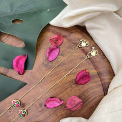 Vriksham Precious Jadau Kundan Pendant Anklets-Pink Green-Tilak-J3975