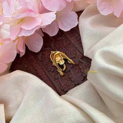 Vriksham Antique Gold Gajmukh Vanki Style Gold Kemp Finger Ringe-Red-G21778