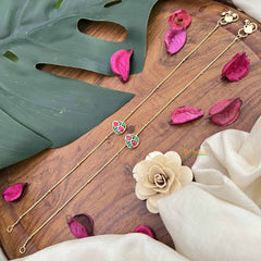 Vriksham Precious Jadau Kundan Pendant Anklets-Pink Green-Tilak-J3975