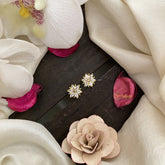 Vriksham Tiny Floral Studs-White-G16701